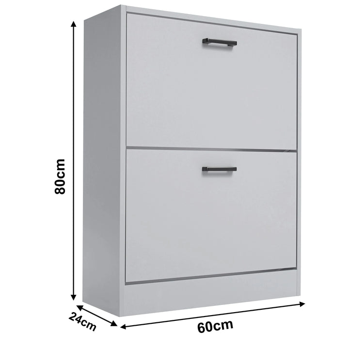 [Light Grey] Shoe cabinet in light grey shown from the angled front view: width 60 cm, depth 24 cm, and height 80 cm.