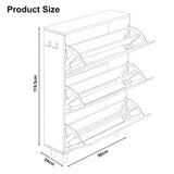 [White] Shoe cabinet line diagram with external measurements W 80 cm, D 24 cm and H 119.5 cm labelled