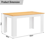 [Oak+White] dimension diagram of oak top white leg dining table at 120cm x 80cm x 75cm