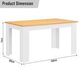 [Oak+White] dimension diagram of oak top white leg dining table at 140cm x 80cm x 75cm
