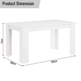 [120 cm | White] dimension diagram of white 4 and 6 seater dining table at 120cm x 80cm x 75cm