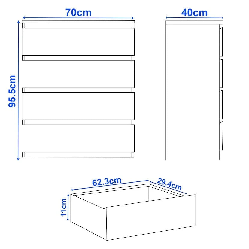 [Black] Dimensions of a kitchen cabinet with measurements in centimeters