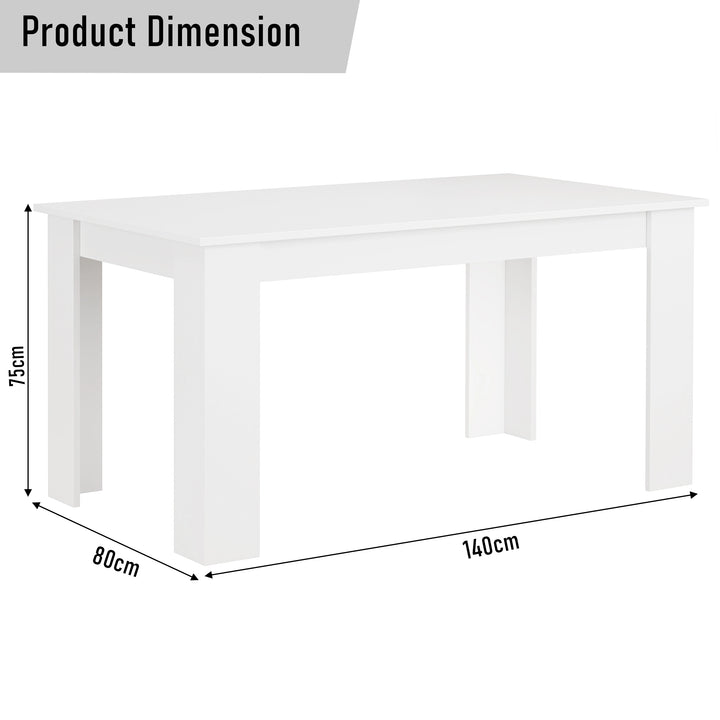 [6 Seater | Grey] 6 seater dining table 140 x 80 x 75 cm, paired with grey PU dining chairs