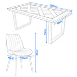 [4 Seater | Grey] Aldridge dining table diagram shows table 160 x 90 x 75 cm with chairs 60 x 53 x 87 cm.