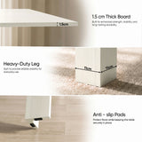 [Ash White] Detail guide showing a 1.5cm tabletop, 11cm wide legs and anti-slip footpads