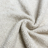 [Beige | Set of 4] Dining chair close-up view of plush chenille boucle fabric with dense loops and soft tonal shading.