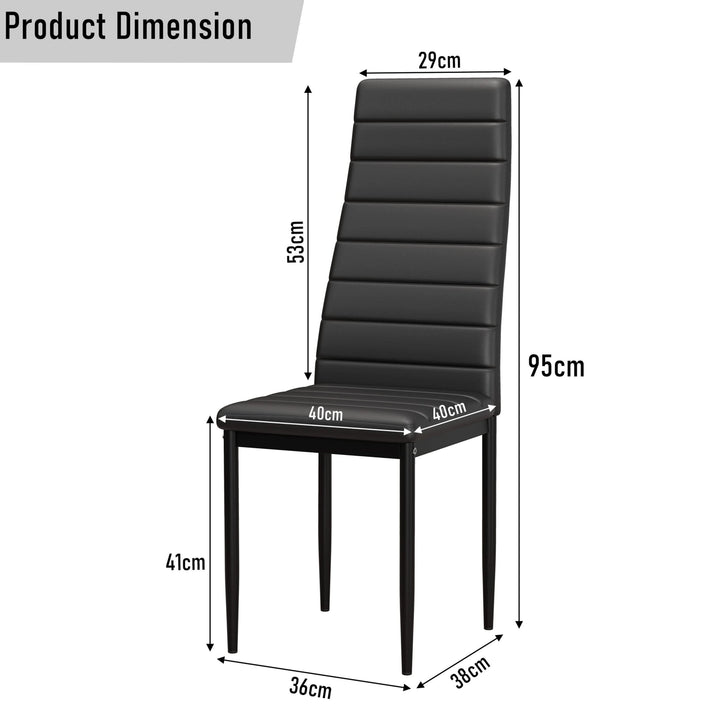 [4 Seater | Black] dimensions black dining table chairs from the dining set: 95cm height, 40cm seat width,