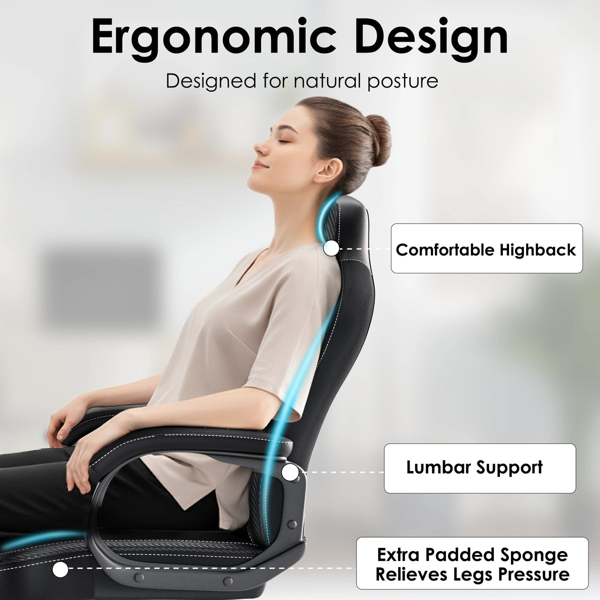 [Black] Xstriker Kids Gaming Chair with ergonomic design, featuring lumbar support, padded sponge seat, and high back for home office or study use.