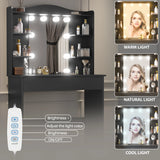 [Black] Hollywood makeup vanity with mirror with remote controlled adjustable brightness, and warm, neutral and cool lighting modes