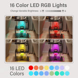[Black Marble] RGB LED lighting options for black marble finish end table, featuring 16 color modes and brightness control.