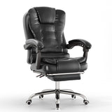 [Black] Black office chair with reclining feature on a white background