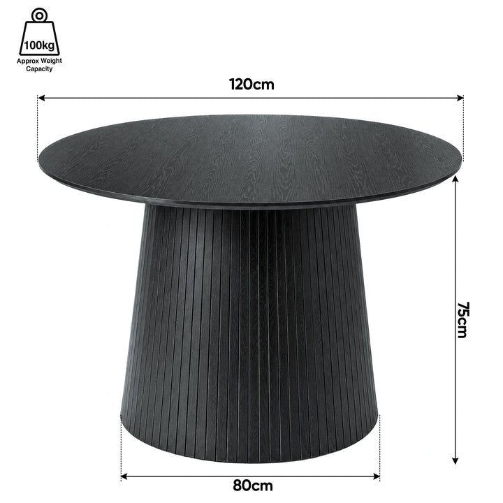 [Black] Round dining table Round dining table dimensions: 120cm diameter x 75H; 80cm base; 100kg capacity