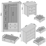 [Blue] bedroom set dimensions: wardrobe 120x52x180cm chest 75x38x81cm bedside 45x37x52cm