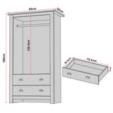 [Blue] Line drawing blue Shaker double wardrobe: 86 x 52 x 180 cm, hanging 126.4 cm, drawer 72.4 x 38.5 x 14 cm