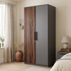 [Walnut] Blythe 2 Door Wardrobe with Shelves and Hanging Rail showing a detailed close-up look from a slight angle.