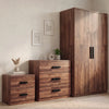 [Dark Bronx] Blythe bedroom furniture set with bedside, 3 drawer chest and 2 door wardrobe side by side