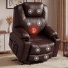 [Brown] Electric Recliner Chair For Elderly | Riser Massage Armchair in brown leather with heat and massage zones, ideal for living rooms or senior care
