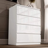 [White] High Gloss 4 Drawer Chest of Drawers in white, angled view with all four drawers closed and reflective fronts.