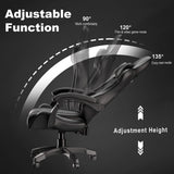 [Black] Ergonomic Gaming Chair With Lumbar Support and Padded Armrest | DHS reclines from 90° to 135° with adjustable height for work, gaming, and rest modes.
