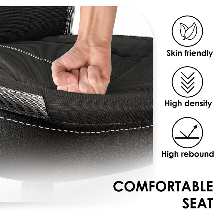 [Black] Xstriker Kids Gaming Chair with high-density, skin-friendly fabric and high rebound cushioning for comfort. Ideal small desk chair for home office use.