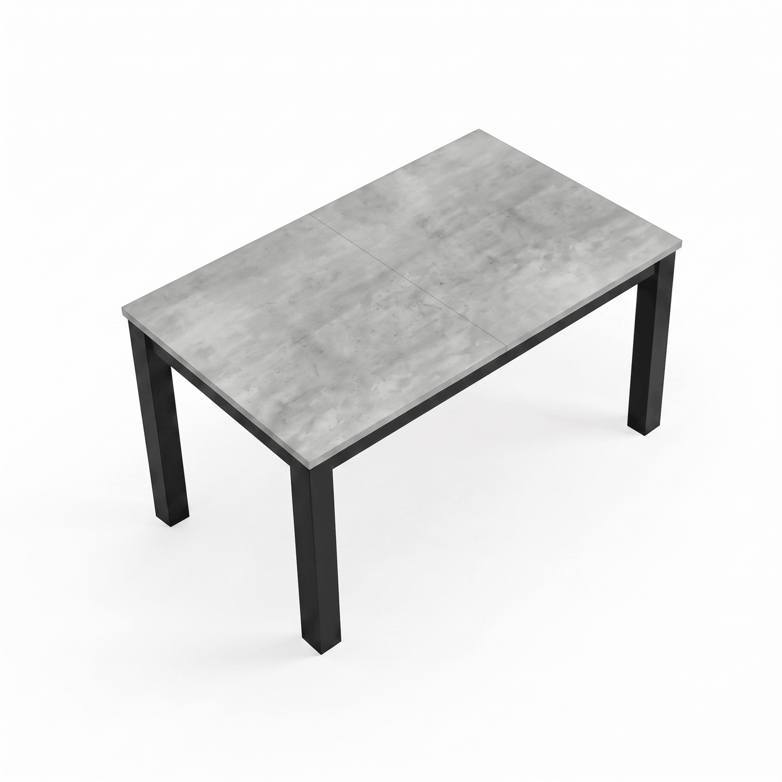 [140cm | Concrete] Animated view showing tabletop sections slide apart and centre extension leaf create extra length
