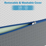 [White | 20cm] Cool gel memory foam mattress cover unzipping at blue trim seam to show removable washable design