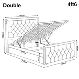 [Double | Light Grey] Dimensions diagram showing 151cm headboard width and 210cm length with 130cm height