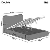 [Double | Grey] Dimensions diagram showing 152cm headboard width and 206cm overall length with 105cm headboard height