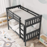[Dark Grey] Top view of double bunk beds UK, showing the guardrails of the top bunk with bedding and ladder access