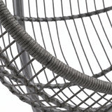 [Dark Grey] Close-up of a wire chair with gray rope detailing on a white background