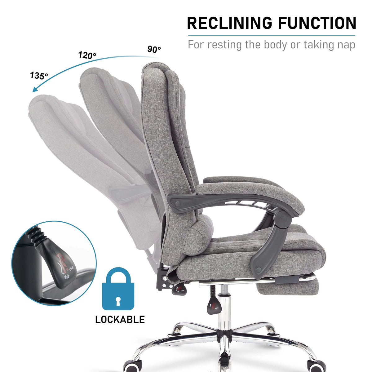 [Dark Grey Linen] Best swivel recliner chair featuring a smooth reclining function for maximum relaxation.