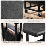 [Grey Marble] feature graphic: tabletop texture, smooth rolling casters, storage pocket and rounded corner edge