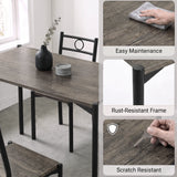 [Dark Wood] Feature graphic showing the wipe-clean surface, rust-resistant frame and scratch-resistant top with close-up panels