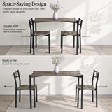 [Dark Wood] Space-saving layout showing the two chairs tucked under the table, then pulled out ready for use