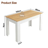 [6 Seater | Grey] dining set size guide for grey variant: chair 95cm tall, 40x40cm seat, table 140x80x75cm