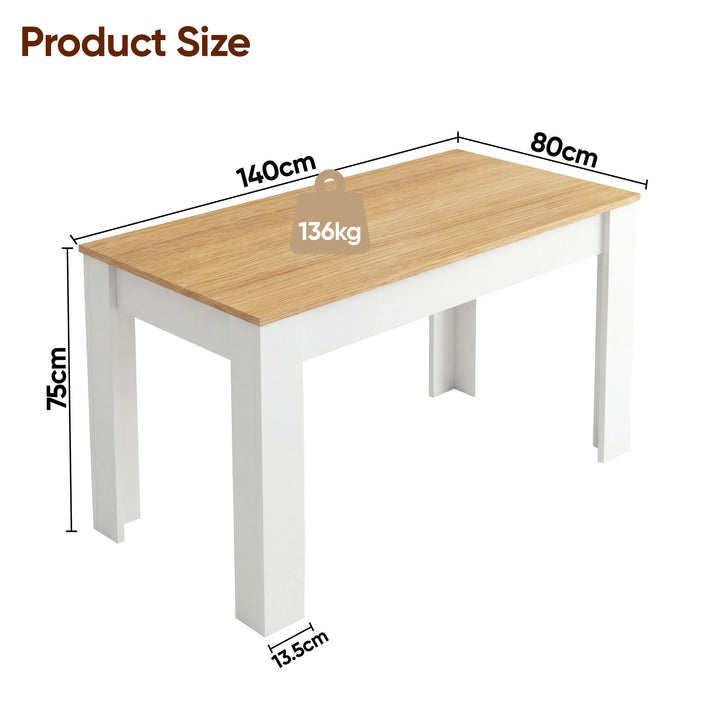[6 Seater | Grey] dining set size guide for grey variant: chair 95cm tall, 40x40cm seat, table 140x80x75cm