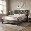 [Double | Grey] Velvet Bed Frame in a styled bedroom with nightstands, rug, and neutral décor