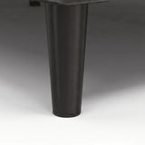 [Double | Grey] Velvet Bed Frame close-up of single black tapered solid wood leg on plain background