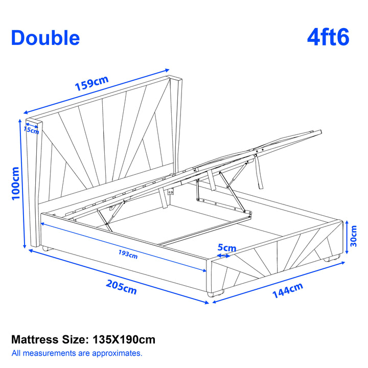 [Double | Silver] Diagram of a double bed with dimensions labeled