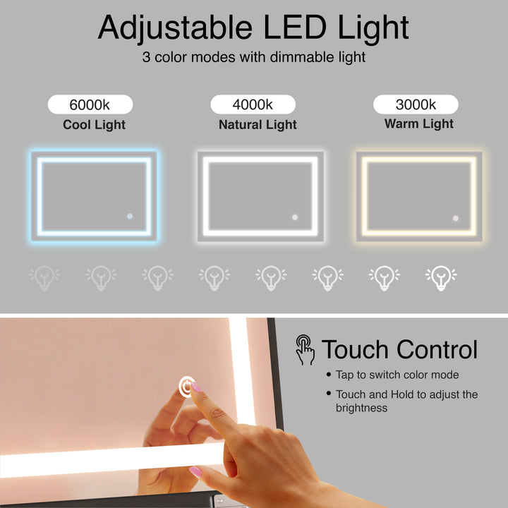 [Black]  Adjustable LED light with color modes and touch control on a gray background