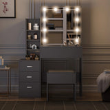 [Grey] Dimensions schematic of grey makeup vanity showing 90 by 40 cm desk, 145.4cm total height and 62cm mirror