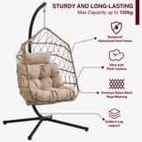 [Natural] Natural egg chair feature panel with 150kg load, galvanised steel frame and 4-leg support callouts