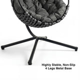 [Dark Grey] Dark grey hanging egg chair 4-leg metal base detail, highly stable non-slip cross-leg stand