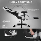 [Black] Ergonomic office chair with adjustable features on a gray background