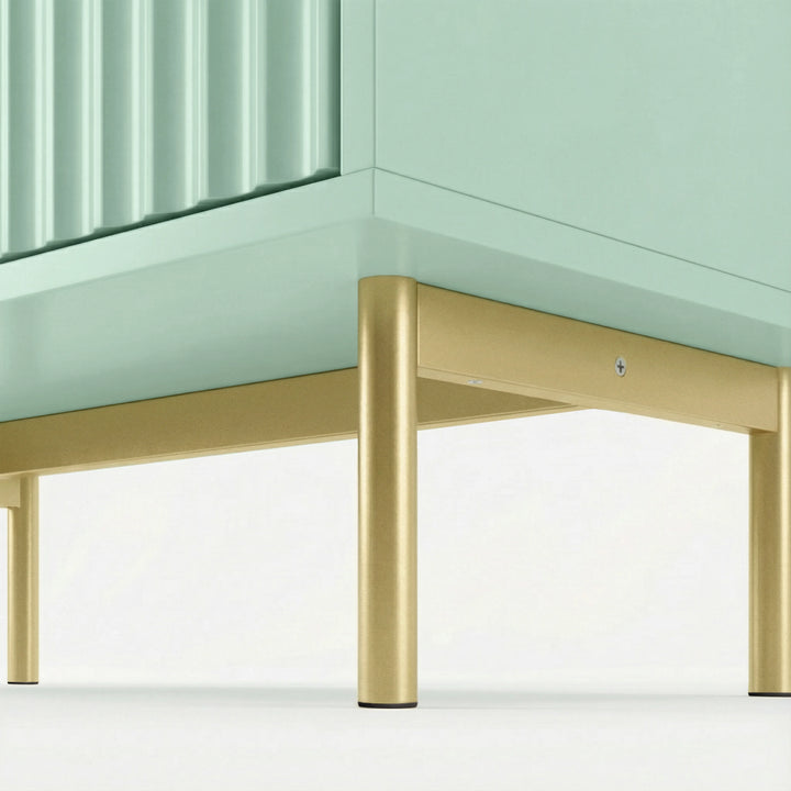 [Sage Green] three chest of drawers' lower section highlighting golden legs and elevated frame design