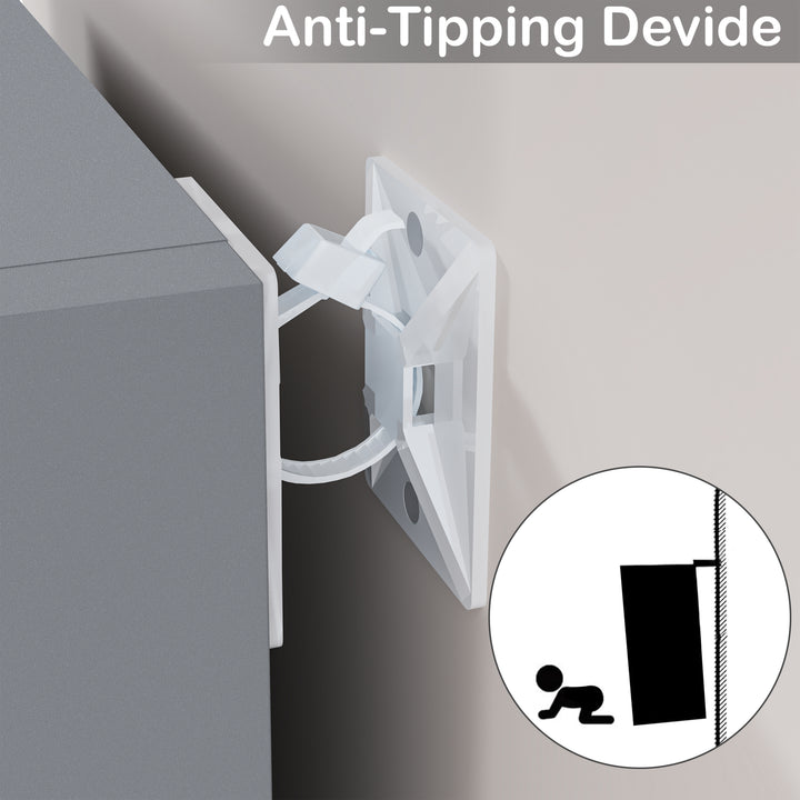 [3 Shelf | Grey] wall clip on grey panel desk-height bookcase corner over pale concrete floor