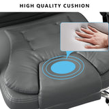 [Grey] heated office chair in grey PU leather featuring plush padding for all-day comfort at your home or office desk