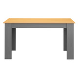 [6 Seater | Black] studio cut out of pine top dining table with grey L shaped legs, no chairs, 140 cm length