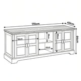 [Grey | 170cm] Bellford TV unit size guide showing W170 x D40 x H64cm with 25cm open shelf and 50cm door height