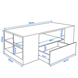 [Grey] Grey High Gloss Coffee Table dimensions: 95cm wide, 55cm deep, 37cm tall with 49cm drawer span